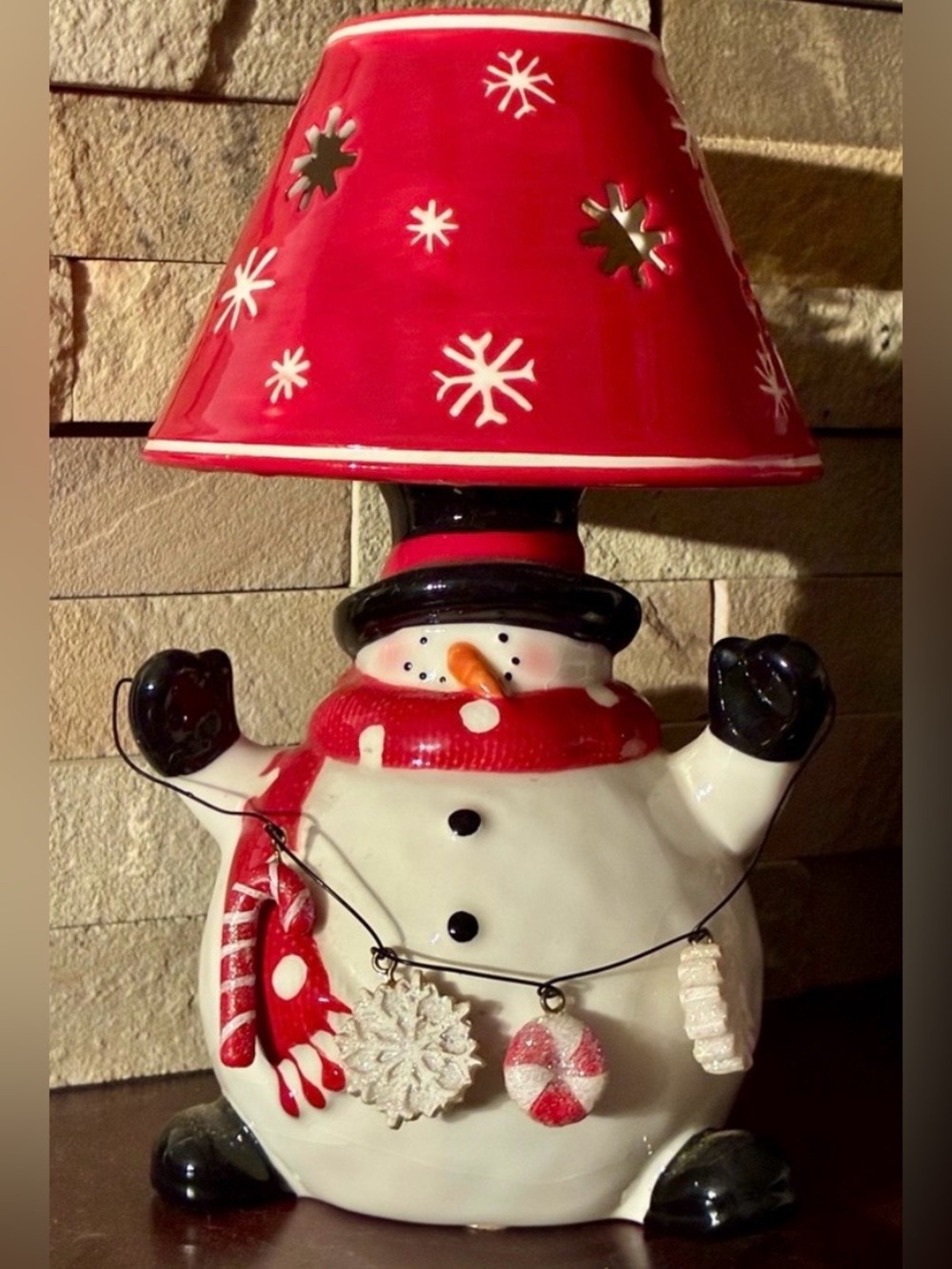 St. Nicholas Square Kohl's Ceramic Snowman Tealight Candle Holder Lamp 9.25"